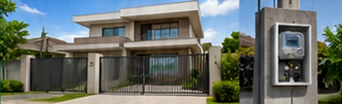 Fachada residencial com padrão de energia
