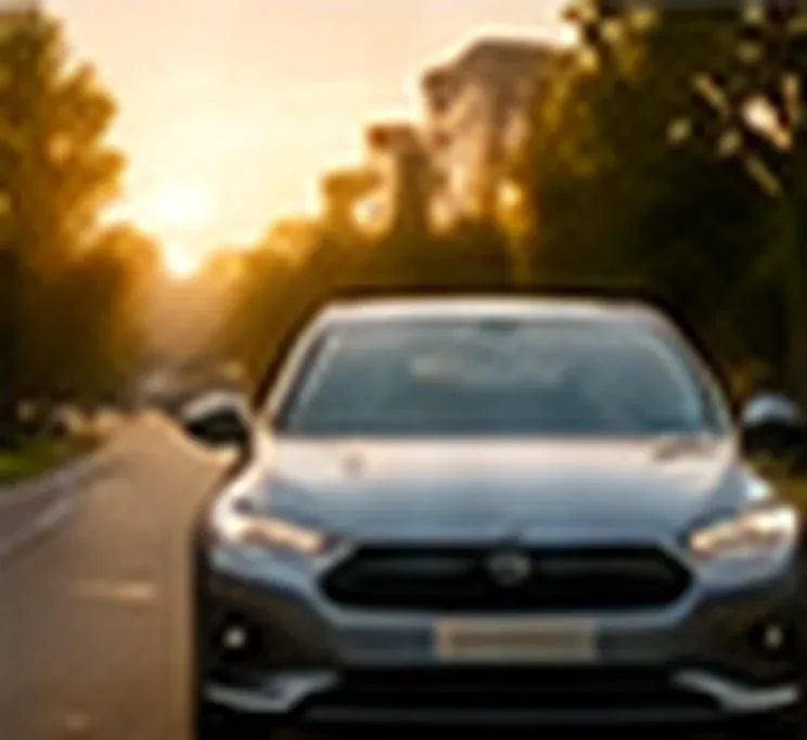 Carro elétrico saindo pela manhã