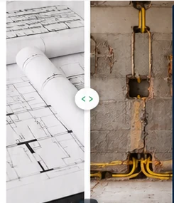 Comparação entre planta elétrica e instalação aberta na parede